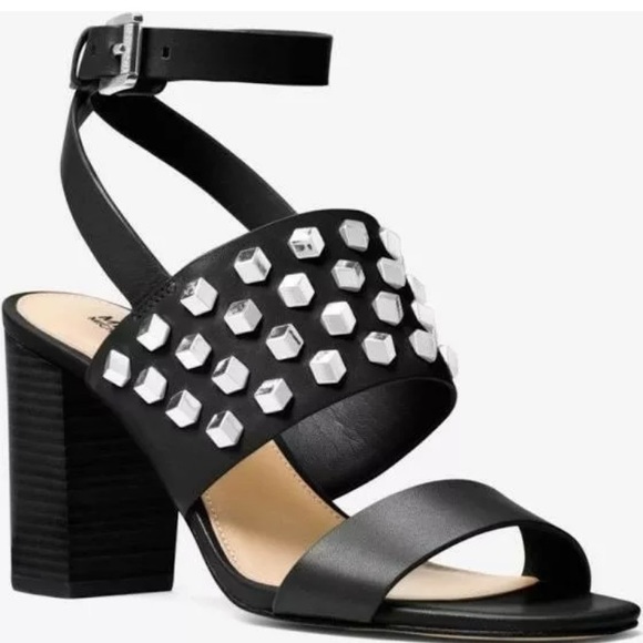 Michael Kors Shoes - Michael Kors Valencia Studded Leather Block Heel